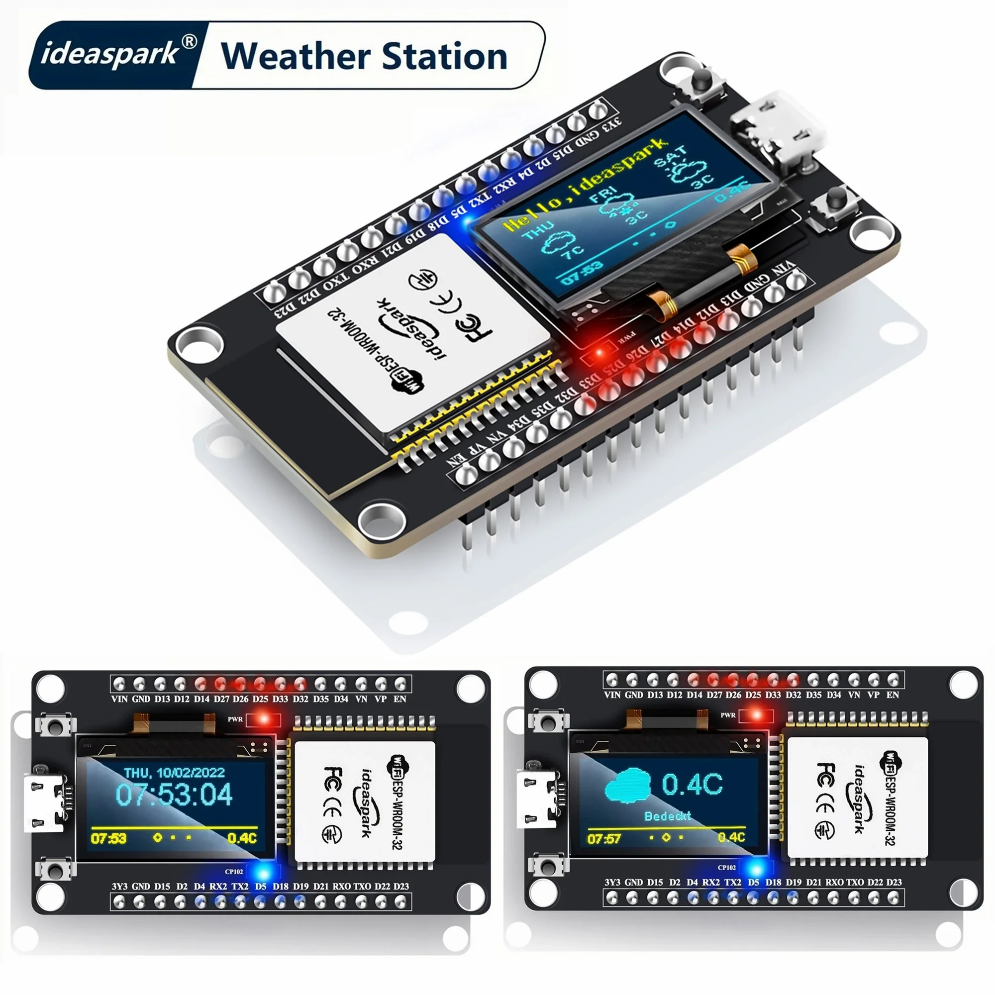 ESP32 Weather Station Weather Instrument Kit WiFi+BT Integrated 0.96'' OLED DHT-11 BMP-180 BH1750 Sensor for Arduino IoT Starter - Image 3