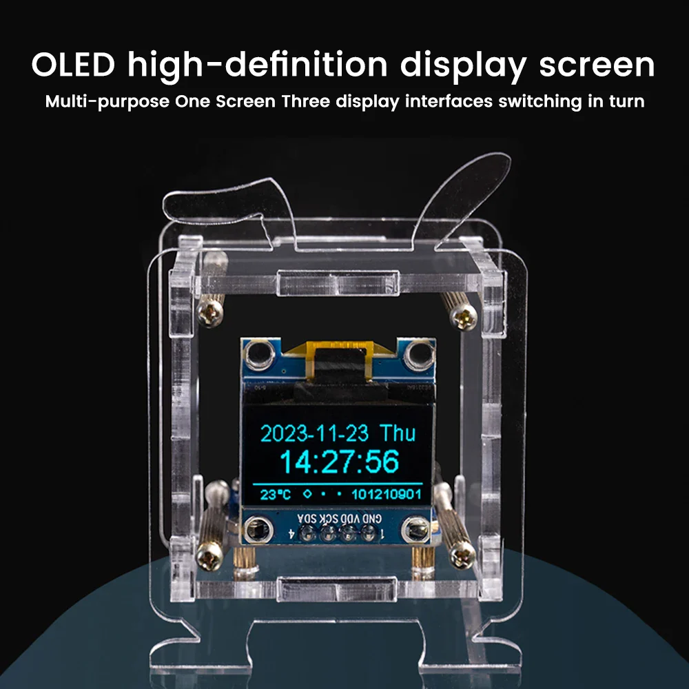 ESP8266 DIY Digital Clock Kit 0.96 Inch Mini Weather Clock WIFI Soldering Practice Electronic Multifunctional Weather Station - Image 2
