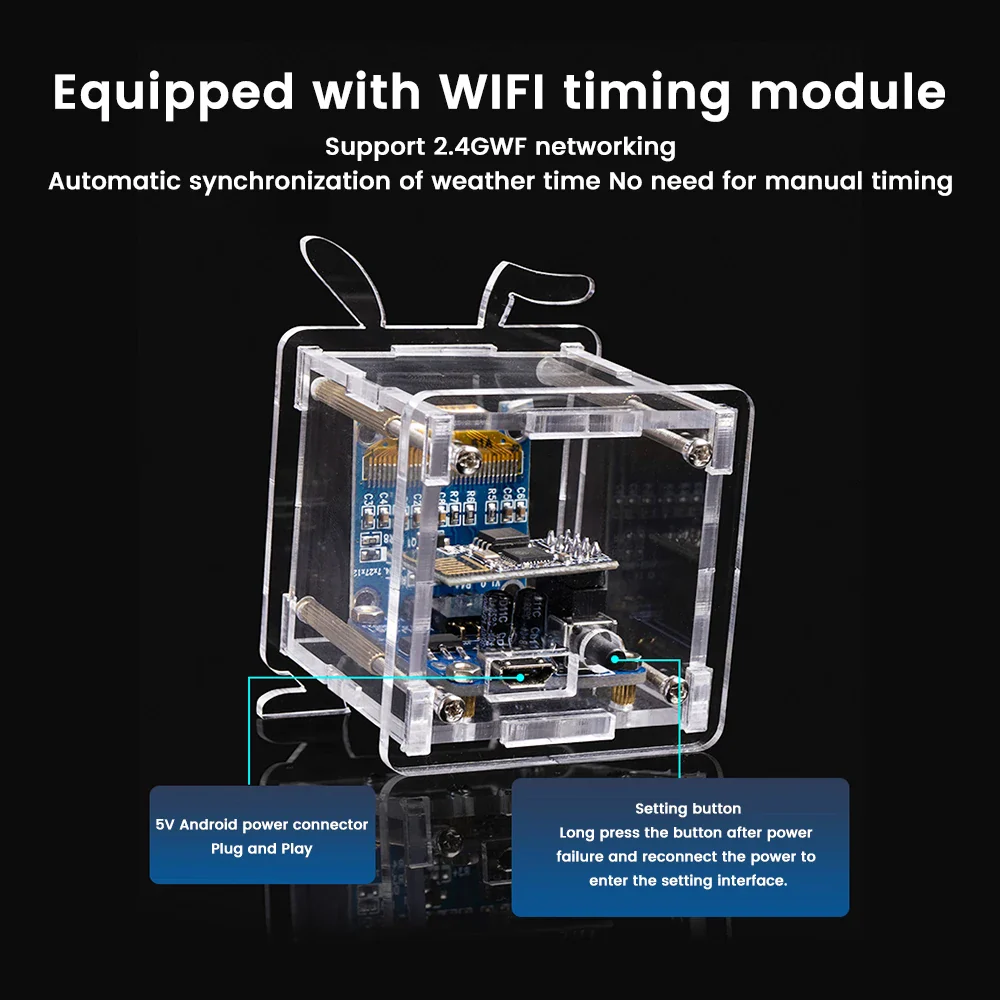 ESP8266 DIY Digital Clock Kit 0.96 Inch Mini Weather Clock WIFI Soldering Practice Electronic Multifunctional Weather Station - Image 3