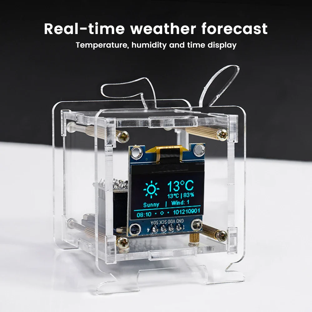 ESP8266 DIY Digital Clock Kit 0.96 Inch Mini Weather Clock WIFI Soldering Practice Electronic Multifunctional Weather Station - Image 5