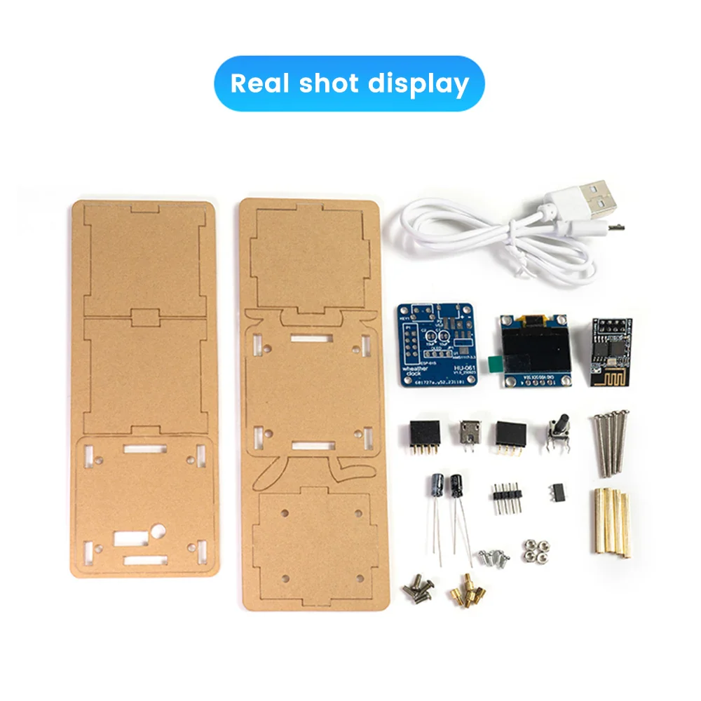 ESP8266 DIY Digital Clock Kit 0.96 Inch Mini Weather Clock WIFI Soldering Practice Electronic Multifunctional Weather Station - Image 7