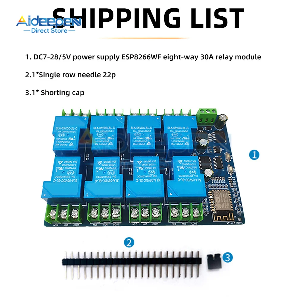 ESP8266 ESP-12F Development Board 8 Channels DC 7-28/5V 30A WiFi Relay Module for DIY Smart Home and Industrial Control - Image 6