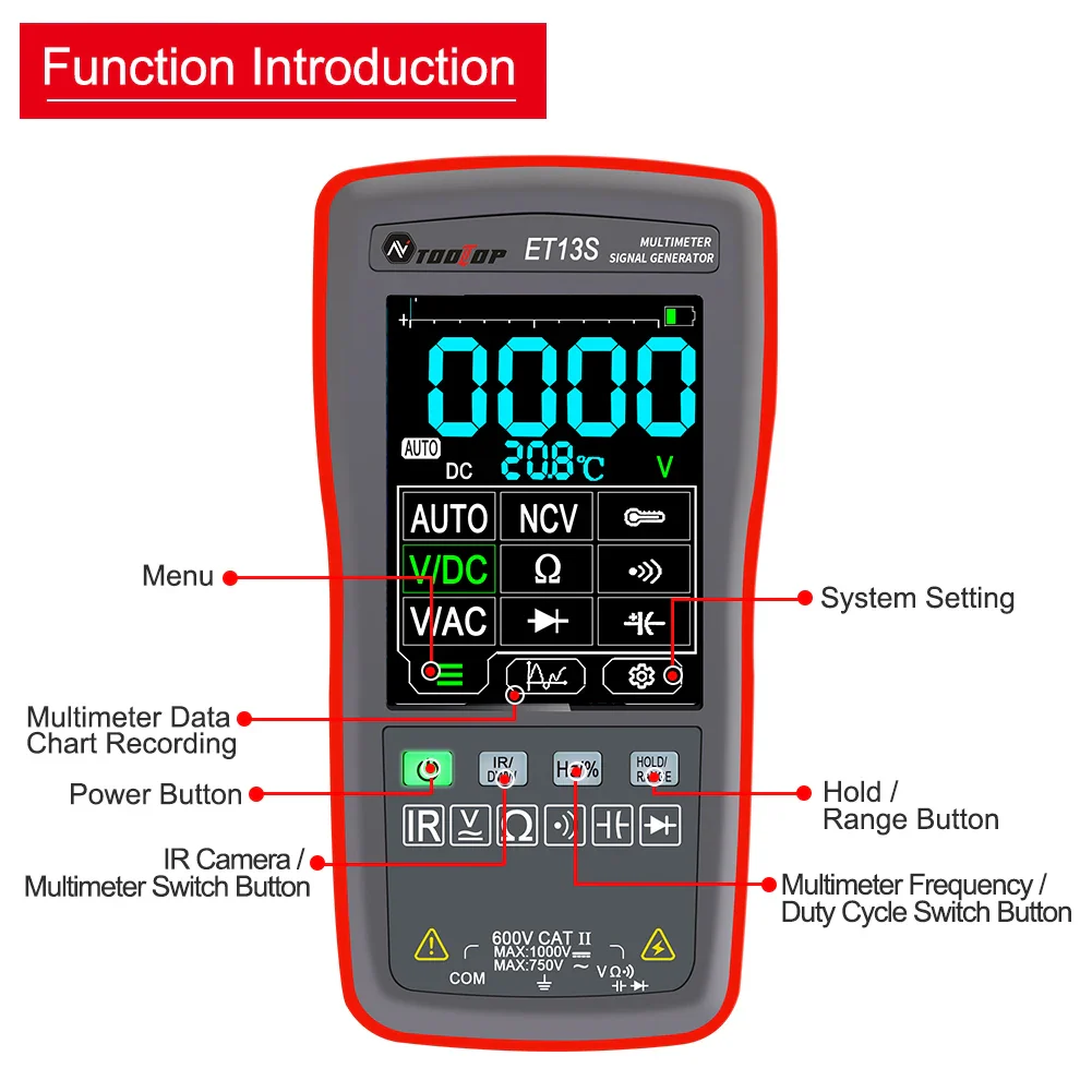 ET13S 2in1 Thermal Imager Multimeter 10000 Counts Counts 2.8-inch Touchscreen -20℃ to 550℃ Temperature Measurement IR-Camera - Image 3