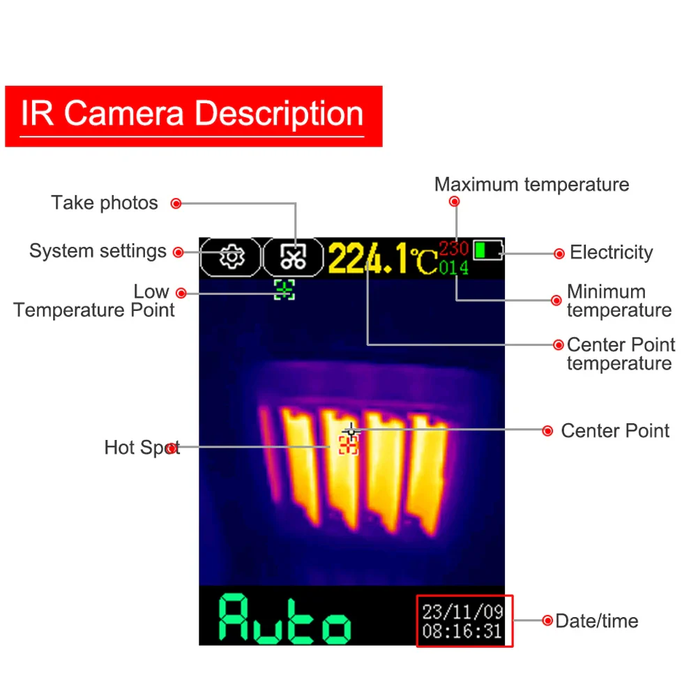 ET13S 2in1 Thermal Imager Multimeter 10000 Counts Counts 2.8-inch Touchscreen -20℃ to 550℃ Temperature Measurement IR-Camera - Image 5