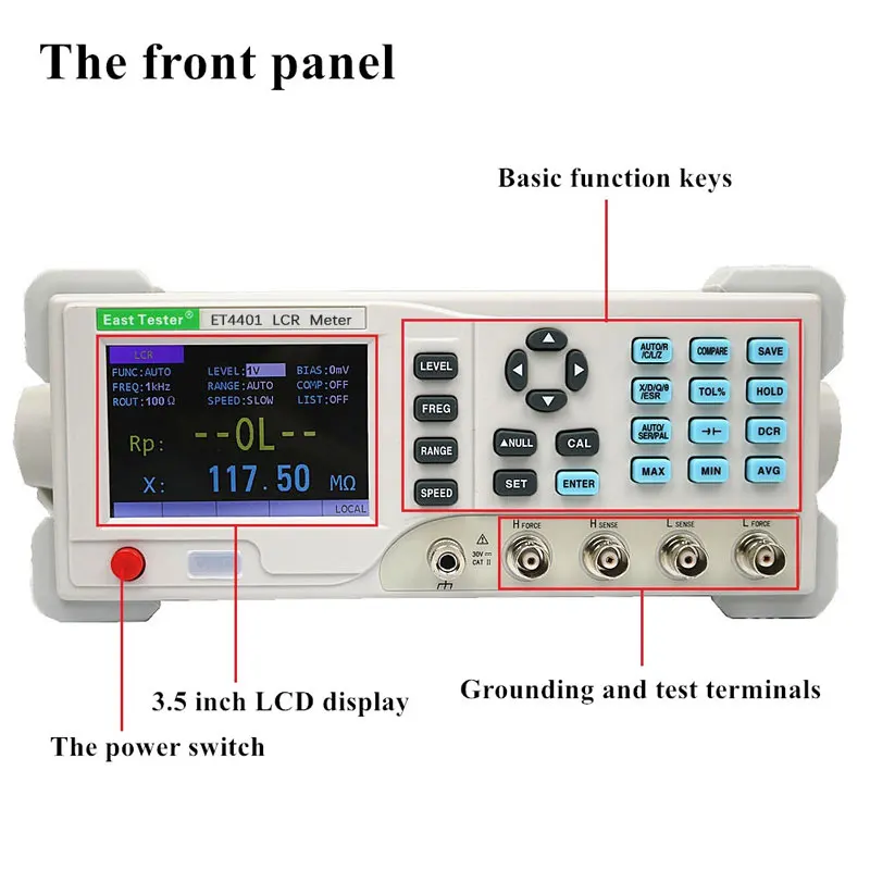 ET4401 ET4410 LCR Benchtop Digital Bridge Tester Desktop LCR Meter Capacitance Resistance Impedance Inductance Measure Meter - Image 3