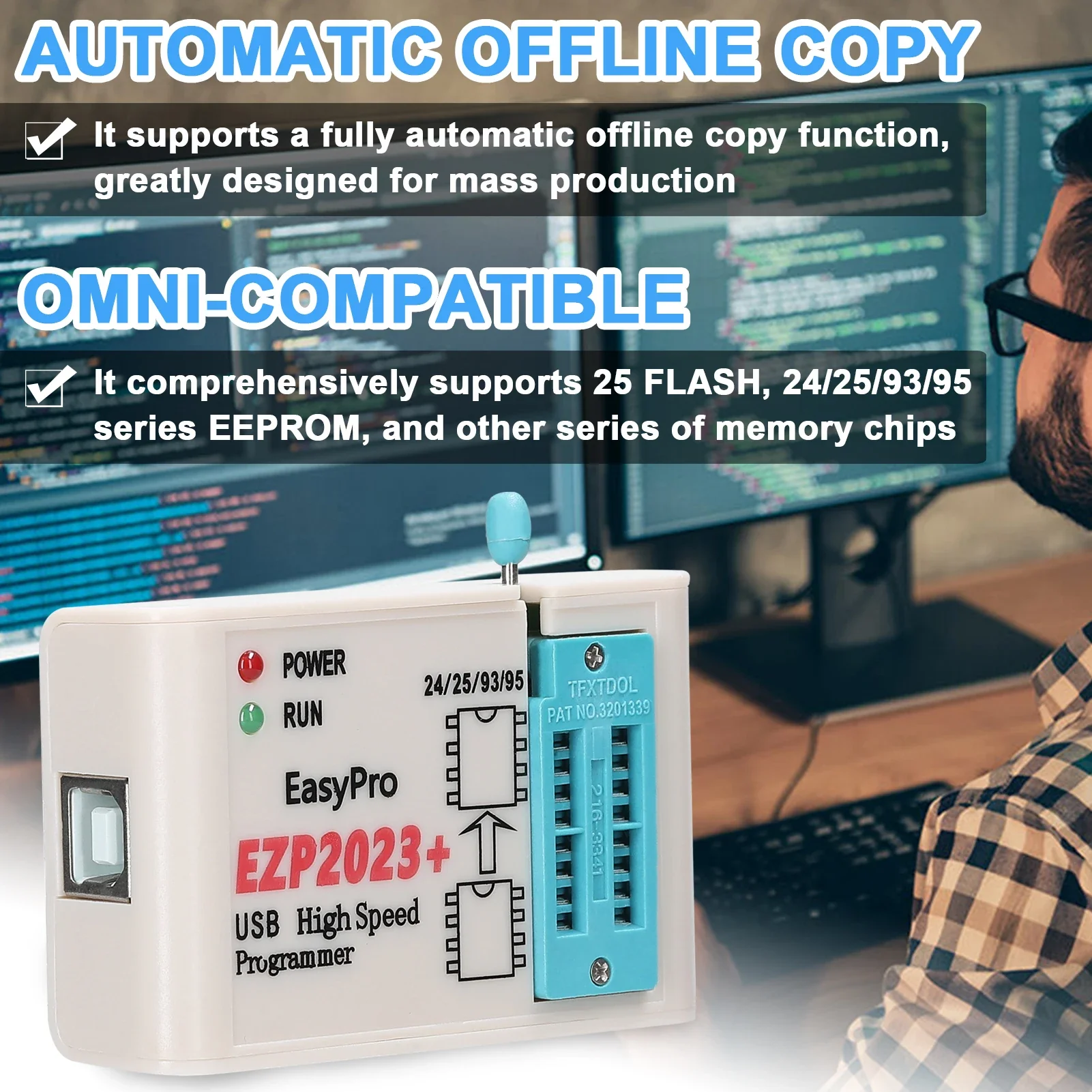 EZP2023+ High-Speed USB SPI Programmer Support 24/25/93/95 EEPROM 25 Flash Bios Chip Support PC Programmer Firmware Upgrade - Image 3