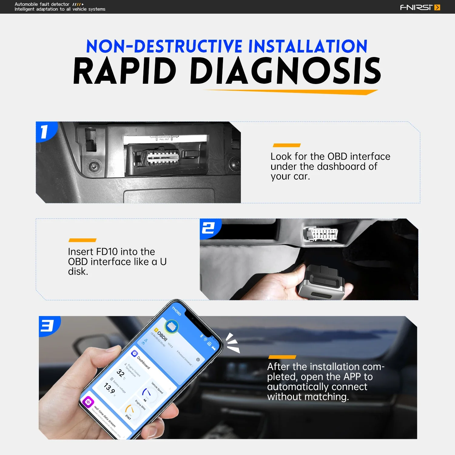 FNIRSI FD10 Car OBD2 Scanner Clear Error OBD Diagnostic Tool - Image 3