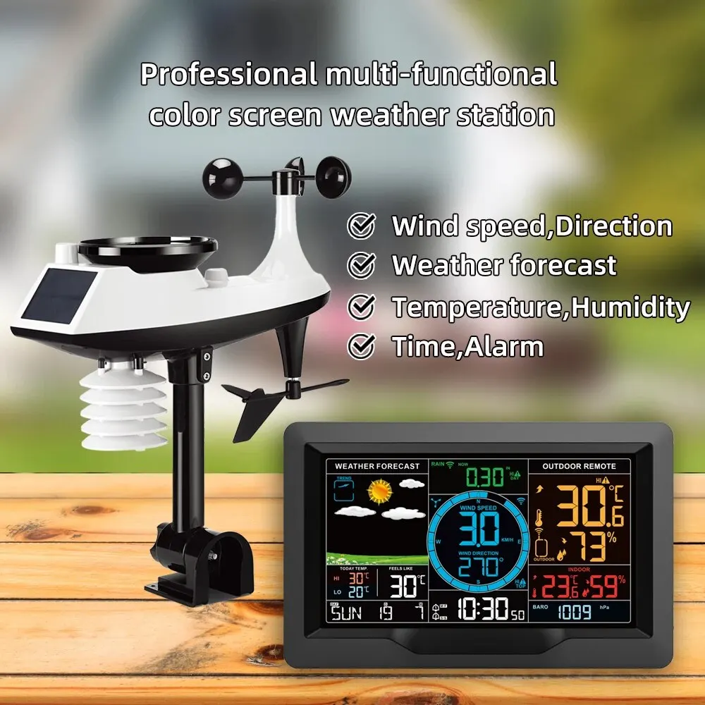 FJ3390A Functional Professional Weather Station Temperature Humidity Wind Speed and Rainfall Detection Weather Forecast Clock - Image 4