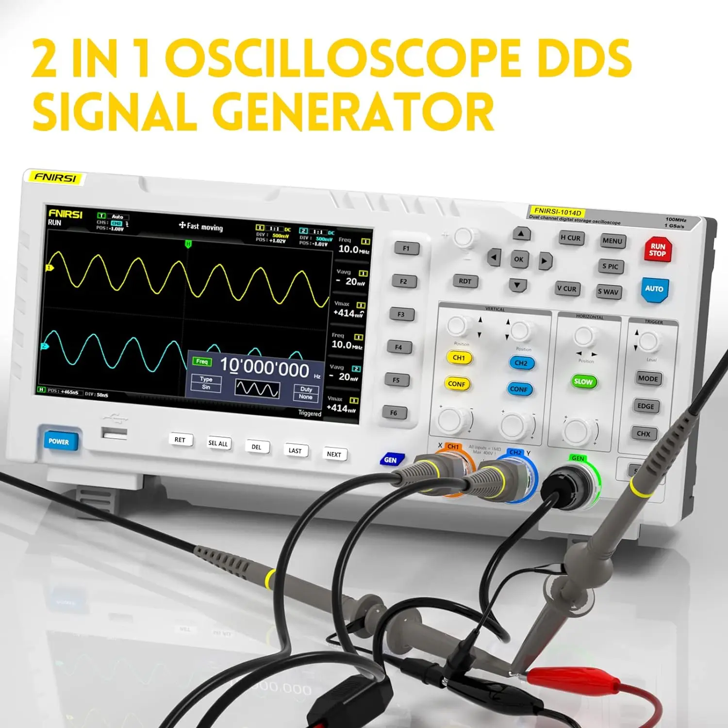 FNIRSI 1014D  2 in 1 Digital Oscilloscope DDS Signal Generator - Image 3