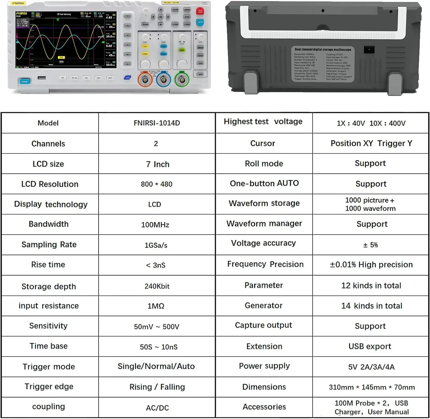 FNIRSI 1014D  2 in 1 Digital Oscilloscope DDS Signal Generator - Image 6