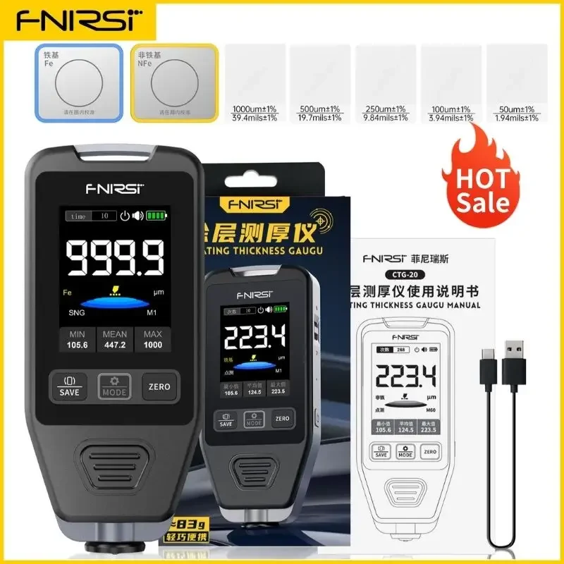 FNIRSI CTG-20 Coating Thickness Gauge 0-1400um Fe nFe Fe+Zn Electroplate Metal & Putty Powder - Image 18