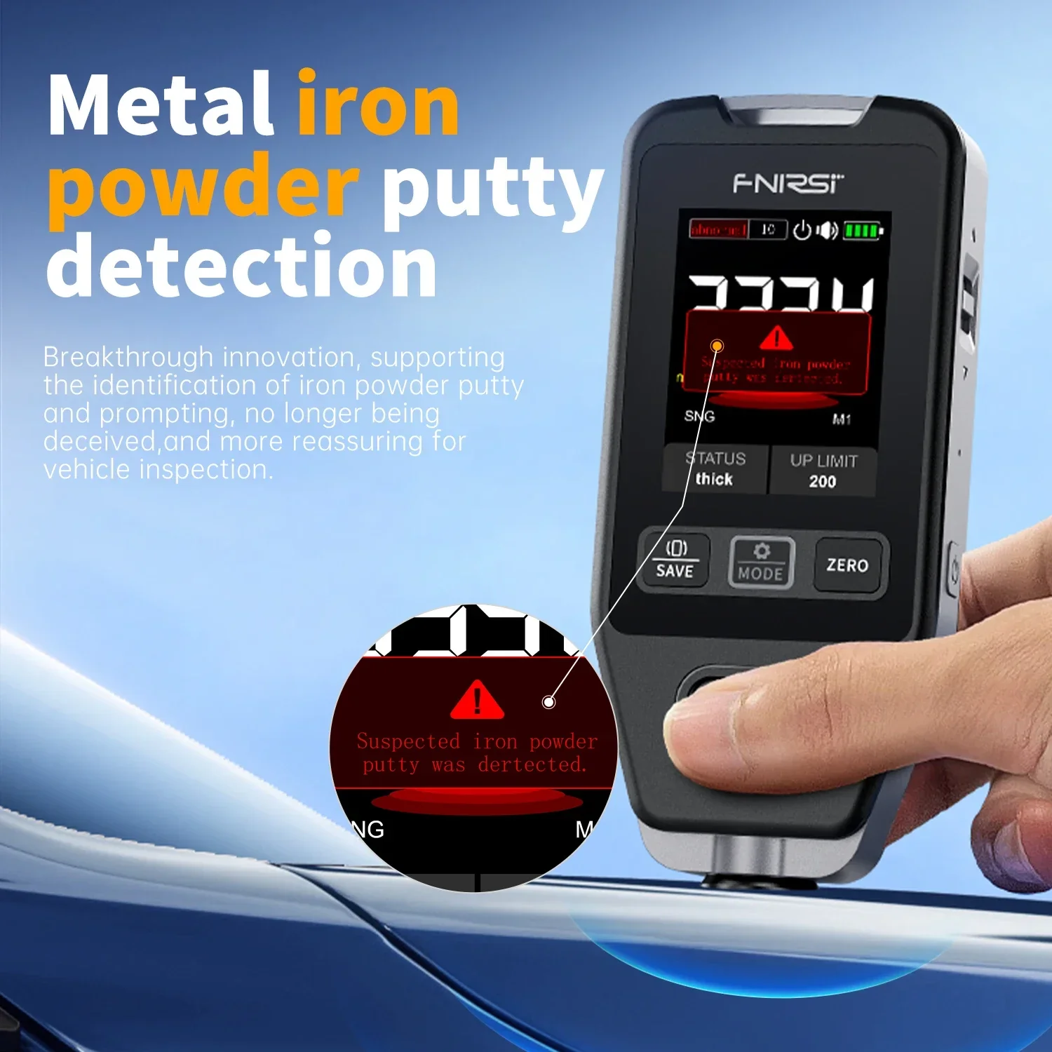 FNIRSI CTG-20 Coating Thickness Gauge 0-1400um Fe nFe Fe+Zn Electroplate Metal & Putty Powder - Image 4