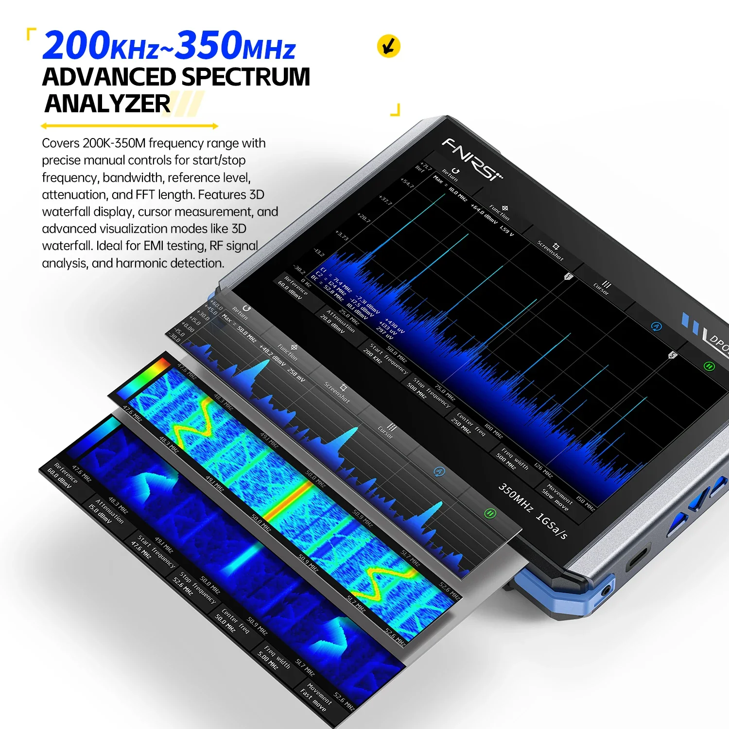 FNIRSI DPOS350P 4in1 Tablet Oscilloscope 2 Channel 350MHz Signal Generator 50MHz - Image 4