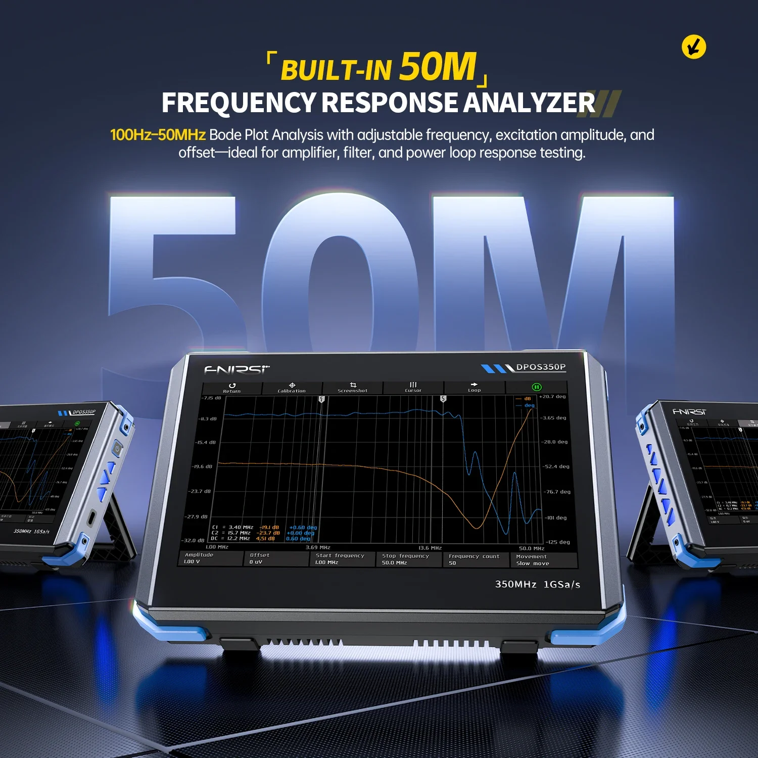 FNIRSI DPOS350P 4in1 Tablet Oscilloscope 2 Channel 350MHz Signal Generator 50MHz - Image 5