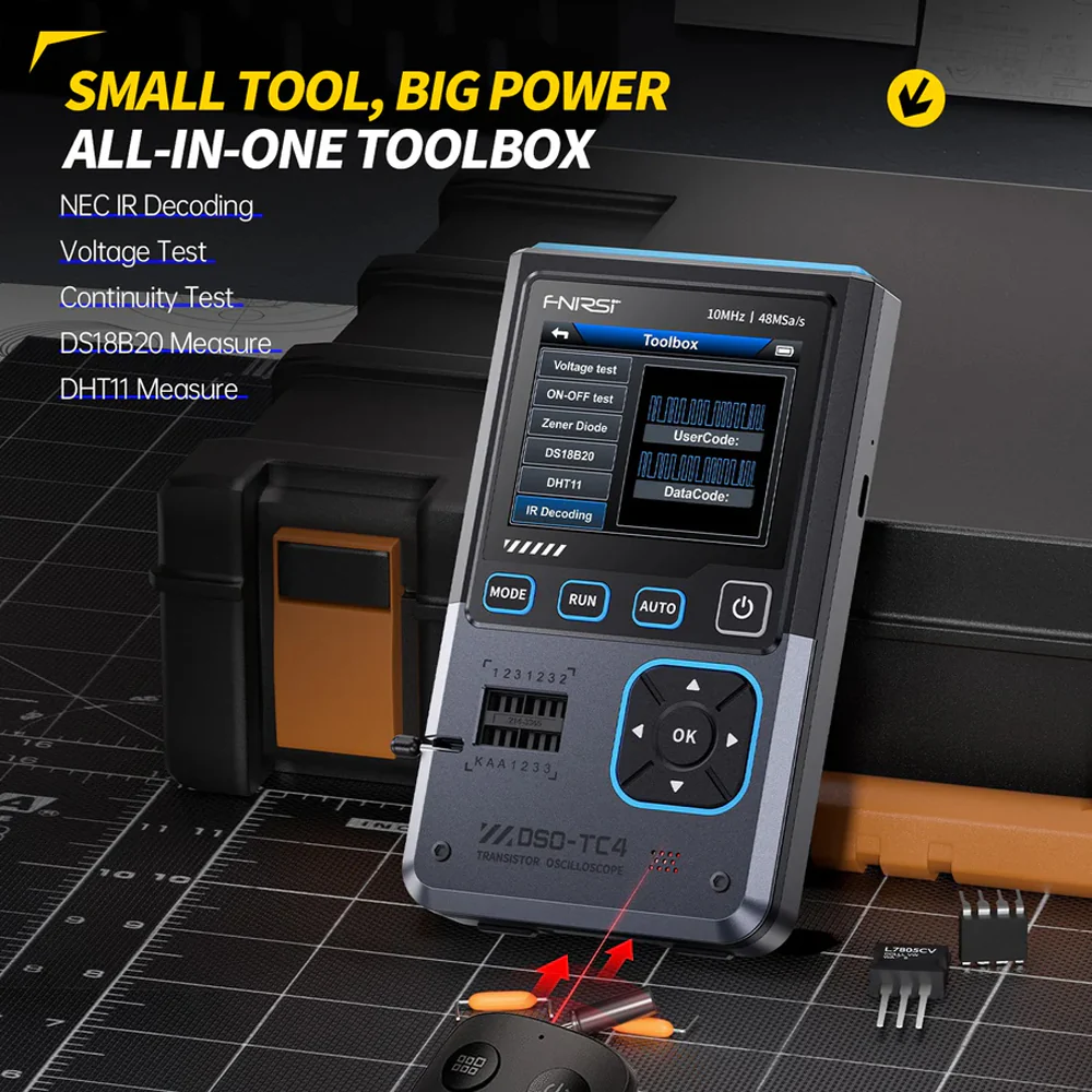 FNIRSI® DSO-TC4 3-IN-1 10MHz 48MSa/s Digital Oscilloscope Transistor Tester Signal Generator - Image 10
