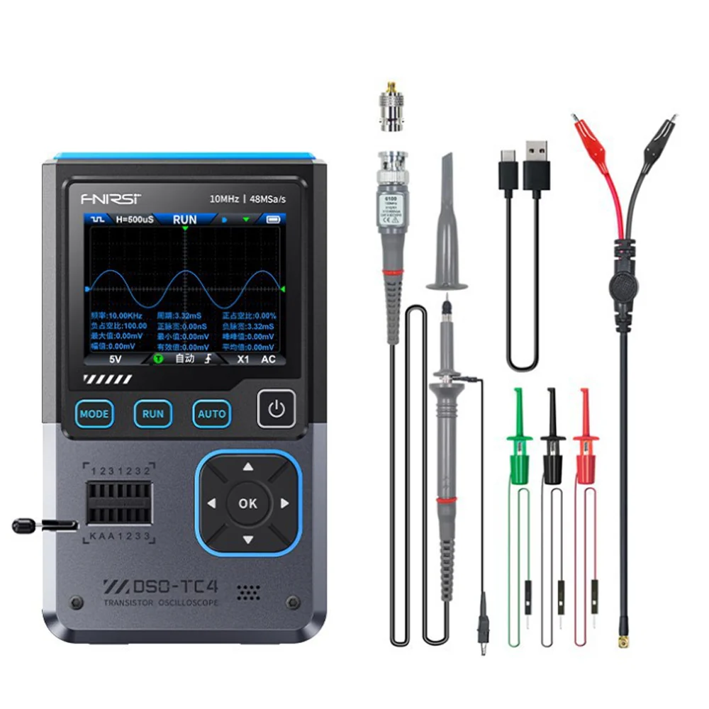 FNIRSI® DSO-TC4 3-IN-1 10MHz 48MSa/s Digital Oscilloscope Transistor Tester Signal Generator - Image 11