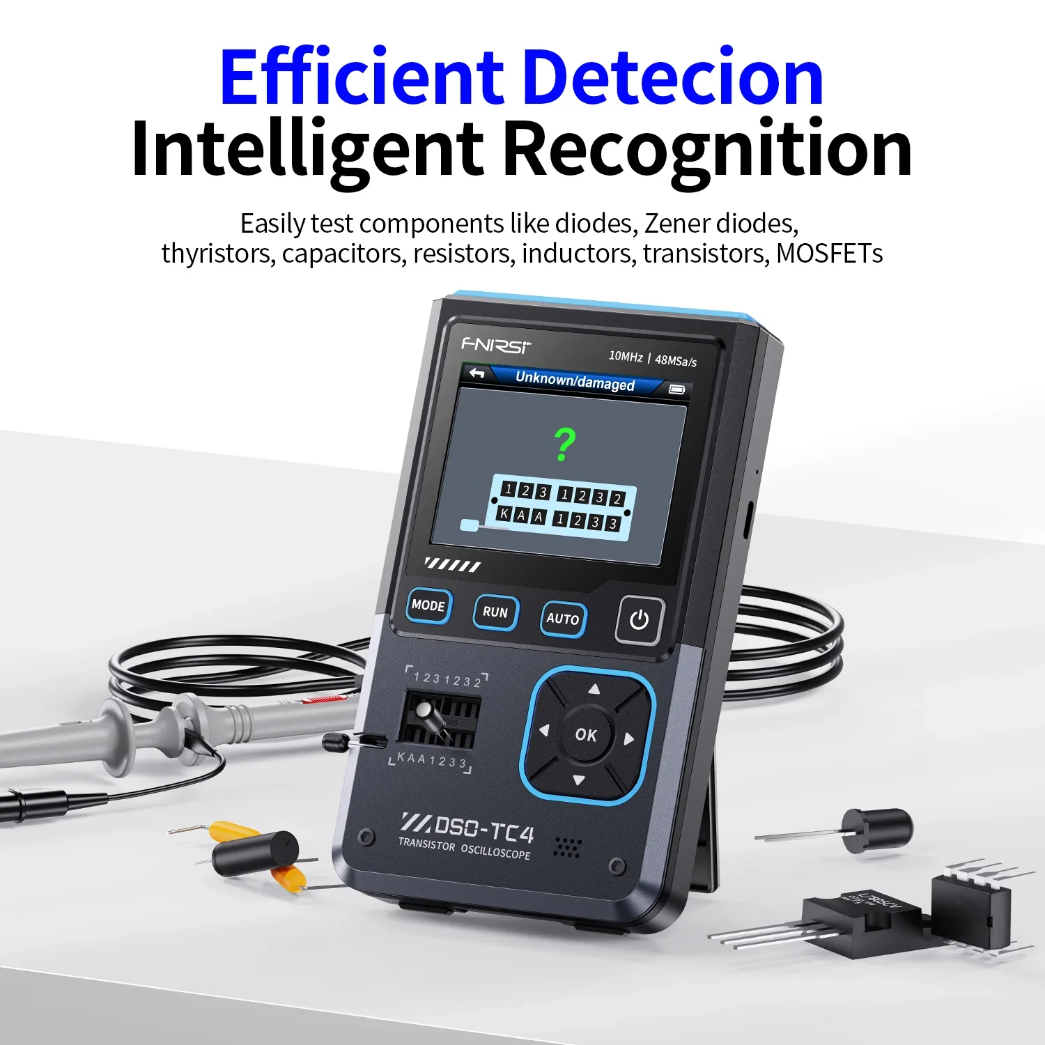 FNIRSI® DSO-TC4 3-IN-1 10MHz 48MSa/s Digital Oscilloscope Transistor Tester Signal Generator - Image 5