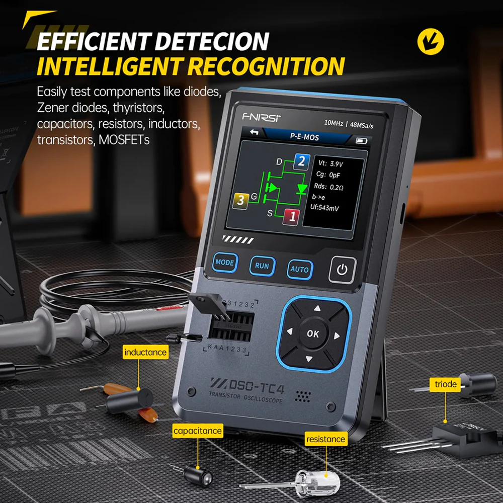 FNIRSI® DSO-TC4 3-IN-1 10MHz 48MSa/s Digital Oscilloscope Transistor Tester Signal Generator - Image 8