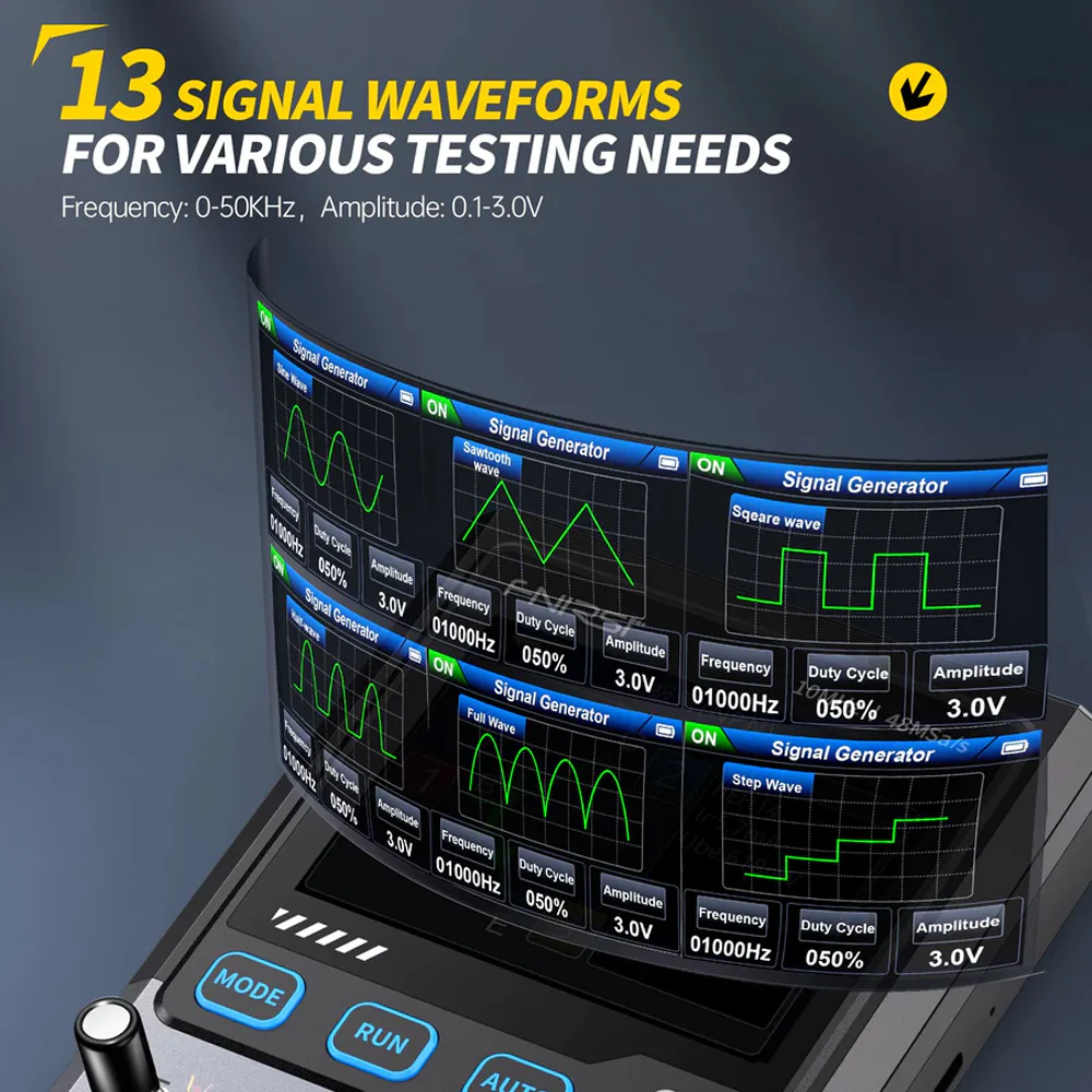 FNIRSI® DSO-TC4 3-IN-1 10MHz 48MSa/s Digital Oscilloscope Transistor Tester Signal Generator - Image 9