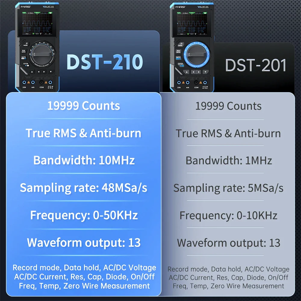 FNIRSI DST-210/201 3-in-1 Oscilloscope Multimeter & Signal Generator - Image 2