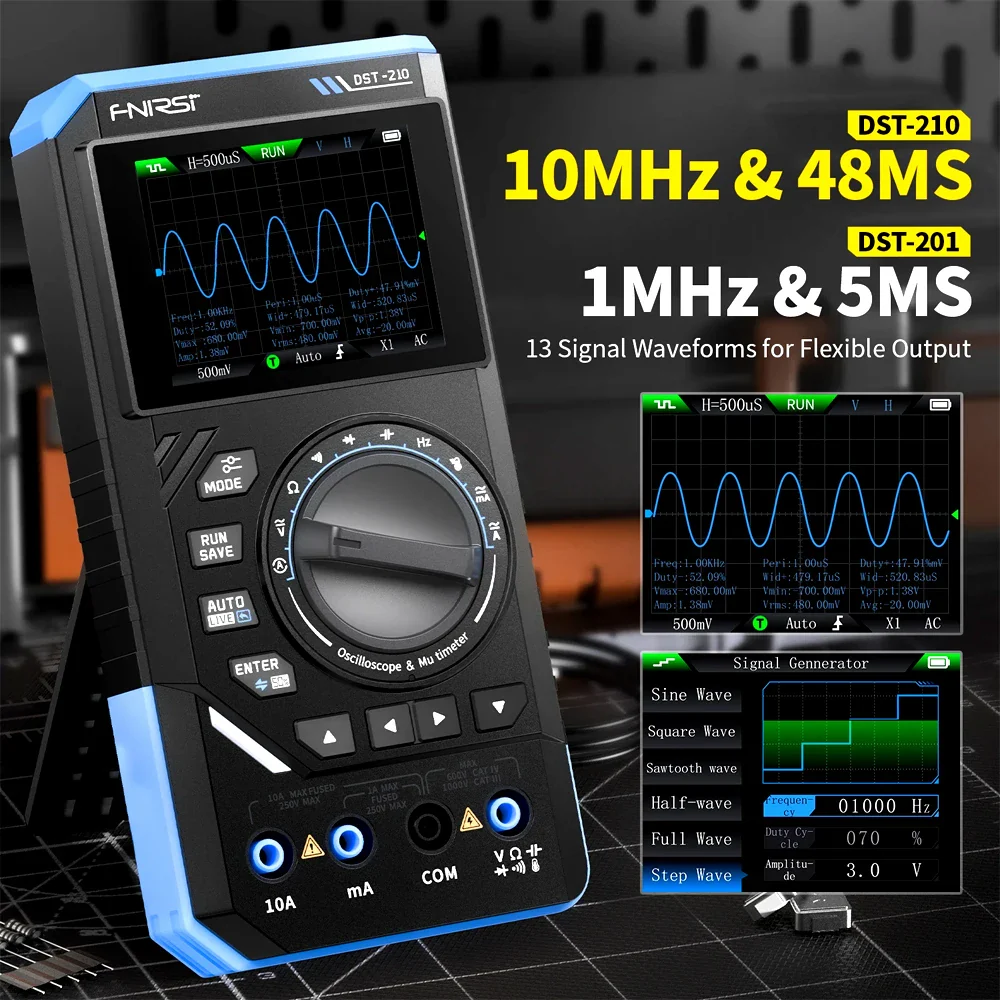 FNIRSI DST-210/201 3-in-1 Oscilloscope Multimeter & Signal Generator - Image 4