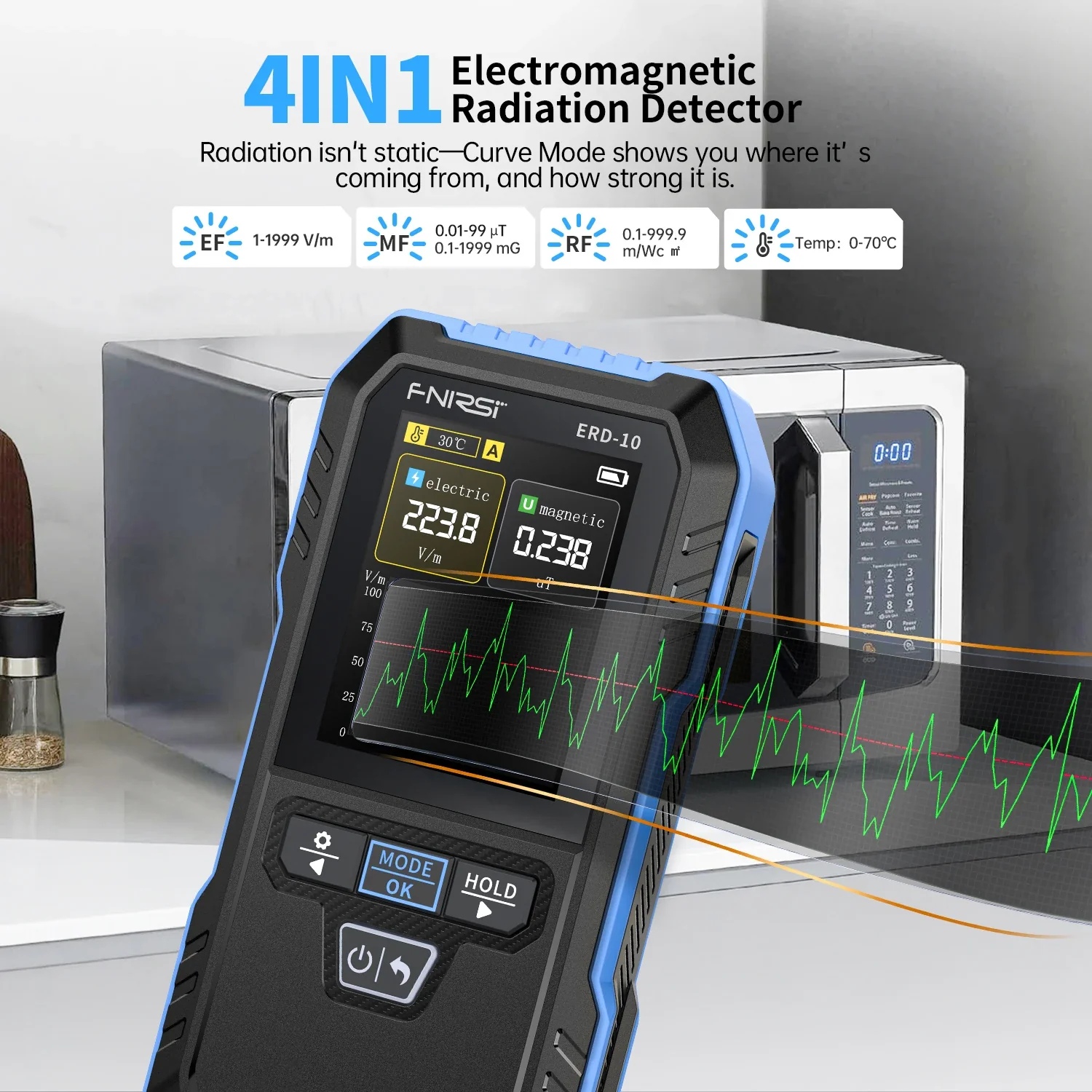 FNIRSI ERD-10 4-IN-1 Electromagnetic Radiation Detector - Image 4