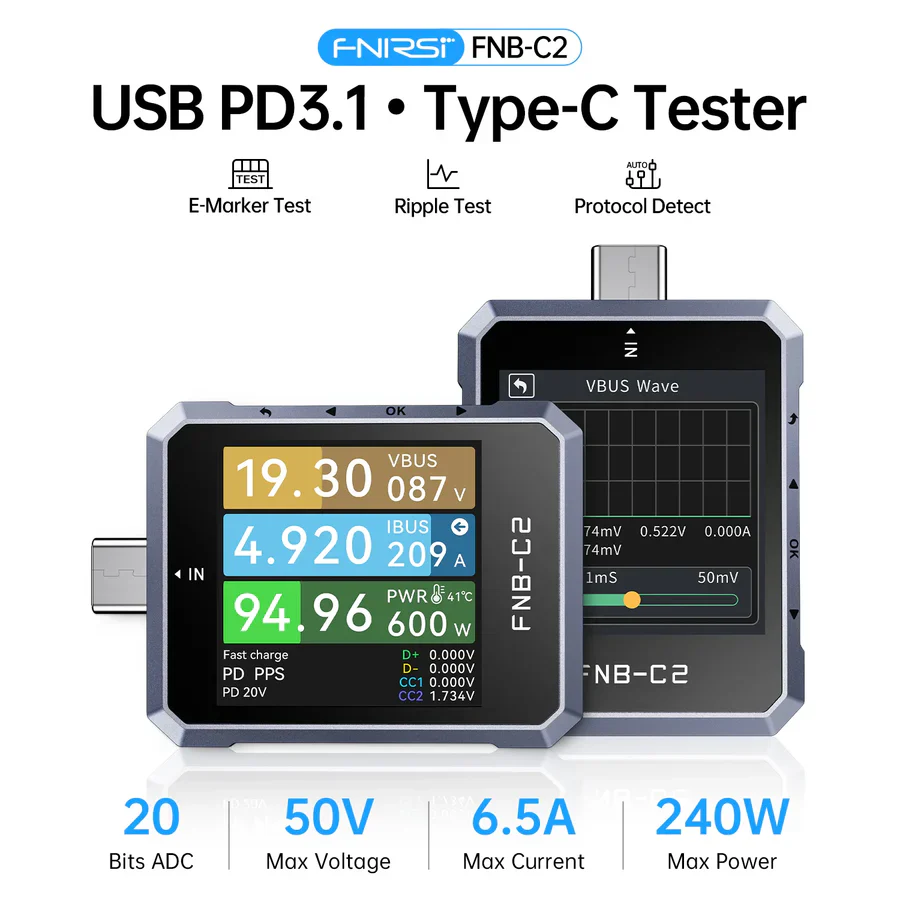 FNIRSI FNB-C2 USB PD 3.1 Type-C Fast Charging Tester - Image 2
