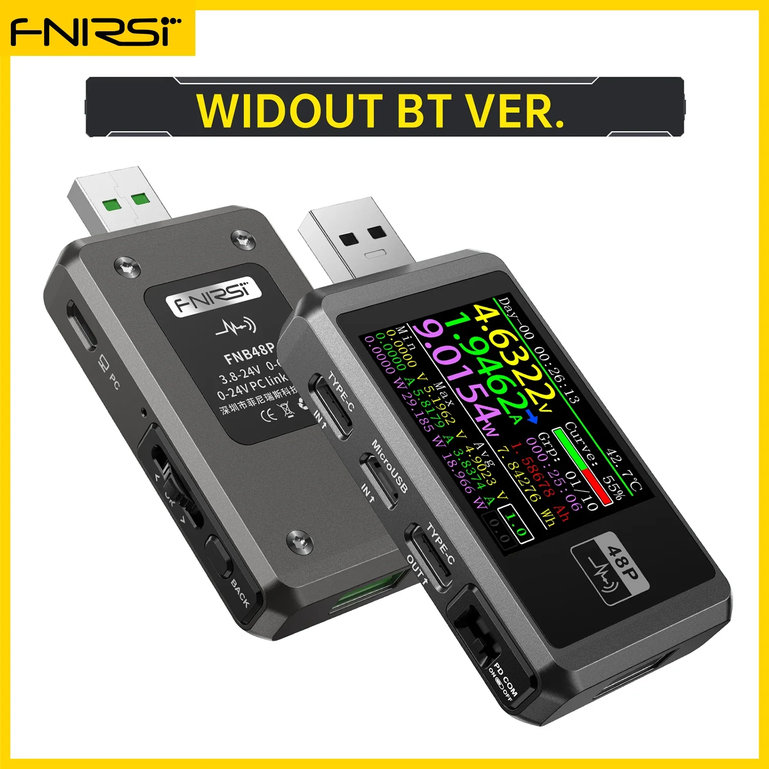 FNIRSI-FNB48P USB Battery Tester Voltmeter Ammeter TYPE-C Fast Charge Detection Trigger Capacity Measurement Ripple Monitor - Image 7