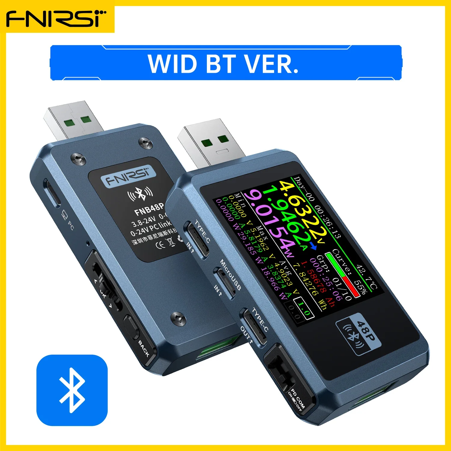 FNIRSI-FNB48P USB Battery Tester Voltmeter Ammeter TYPE-C Fast Charge Detection Trigger Capacity Measurement Ripple Monitor - Image 8