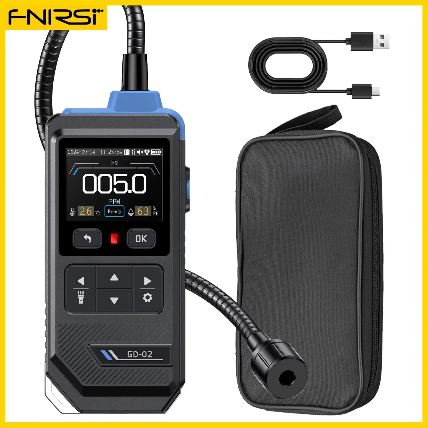 FNIRSI GD-02 Portable Gas Leak Detector 50000PPM Sound & Light Alarm Combustible Natural Methane LPG Leak Detectio Gas Detector - Image 7