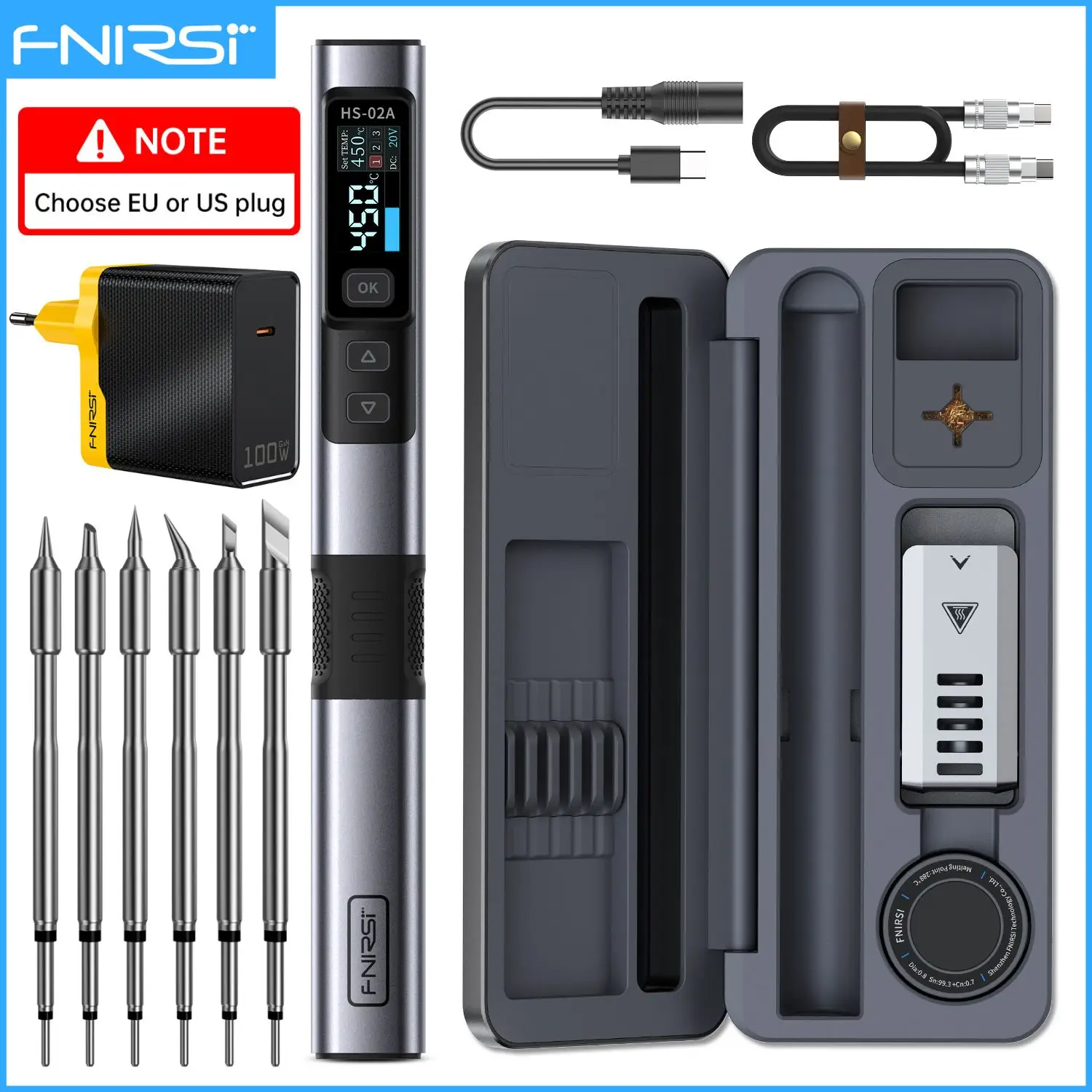 FNIRSI HS-02 Adjustable Temperature Soldering Iron DC 20V 100-450℃ Welding Solder Rework Station PD 100W Portable Repair Tool - Image 10