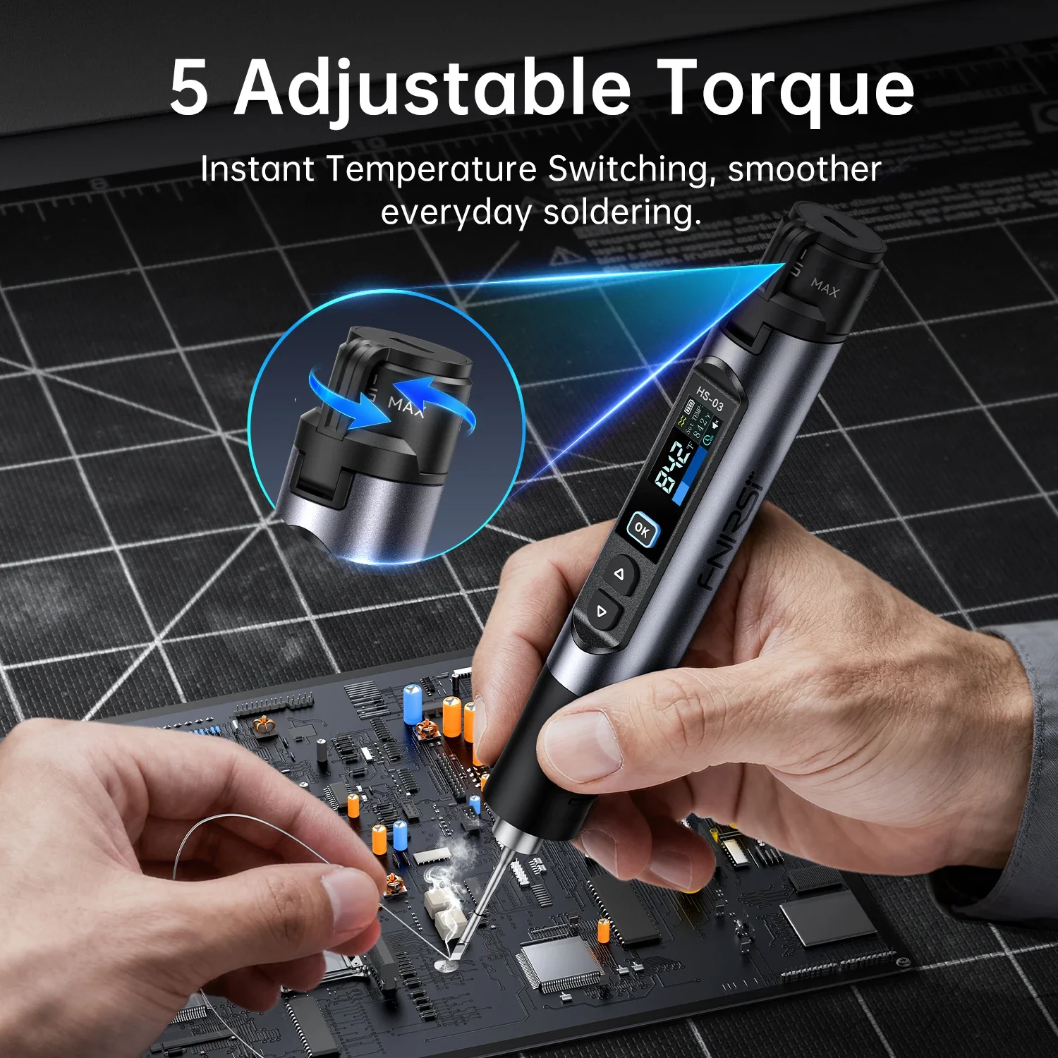 FNIRSI HS-03 Wireless Soldering Iron 10W Rechargeable Portable Soldering Iron 100-450℃ Adjustable Professional Soldering Kit - Image 3