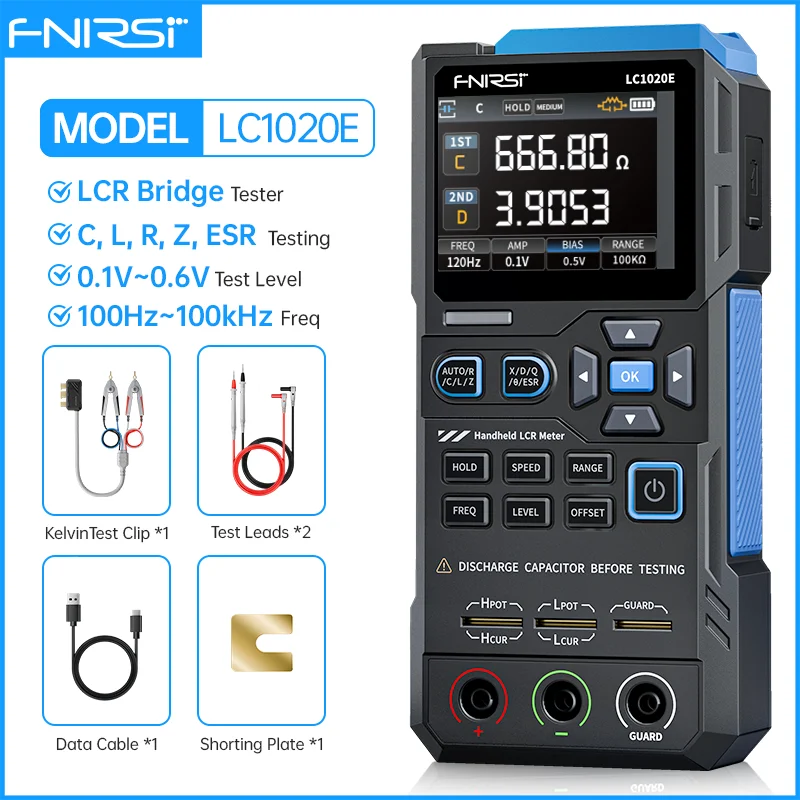 FNIRSI LC1020E Handheld Digital Bridge LCR Meter Auto-Ranging Inductance, Capacitance, Resistance Measurement Tool - Image 7