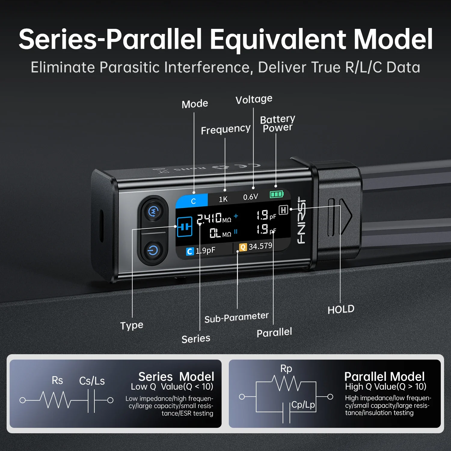 FNIRSI LCR-ST2 2-in-1 Digital Tweezer Bridge LCR ESR Meter Tool - Image 3