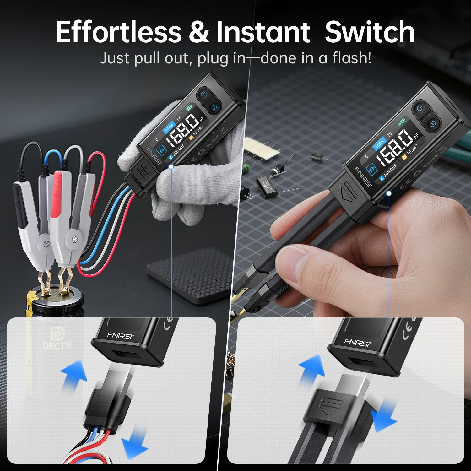 FNIRSI LCR-ST2 2-in-1 Digital Tweezer Bridge LCR ESR Meter Tool - Image 5