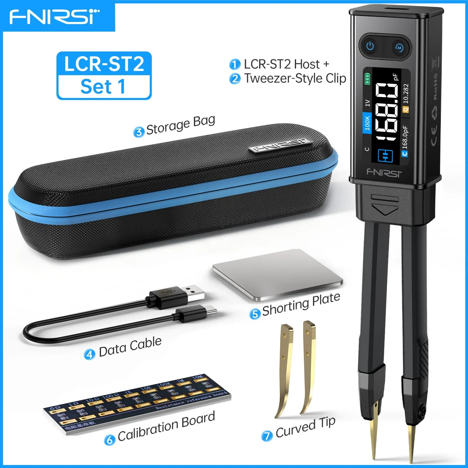 FNIRSI LCR-ST2 2-in-1 Digital Tweezer Bridge LCR ESR Meter Tool - Image 7