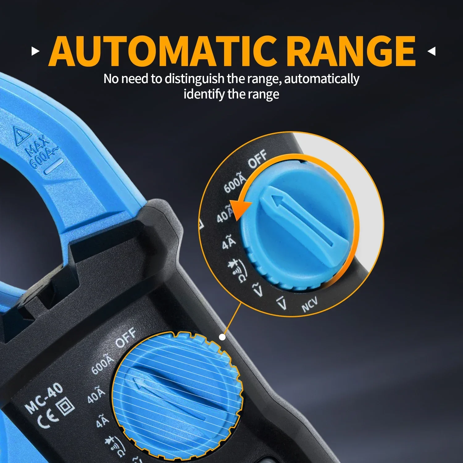 FNIRSI MC-40 Digital Clamp Meter 600A High Current Multimeter AC/DC Voltage 600V Auto Range NCV T-RMS Resis/Diode/ON-OFF Test - Image 4