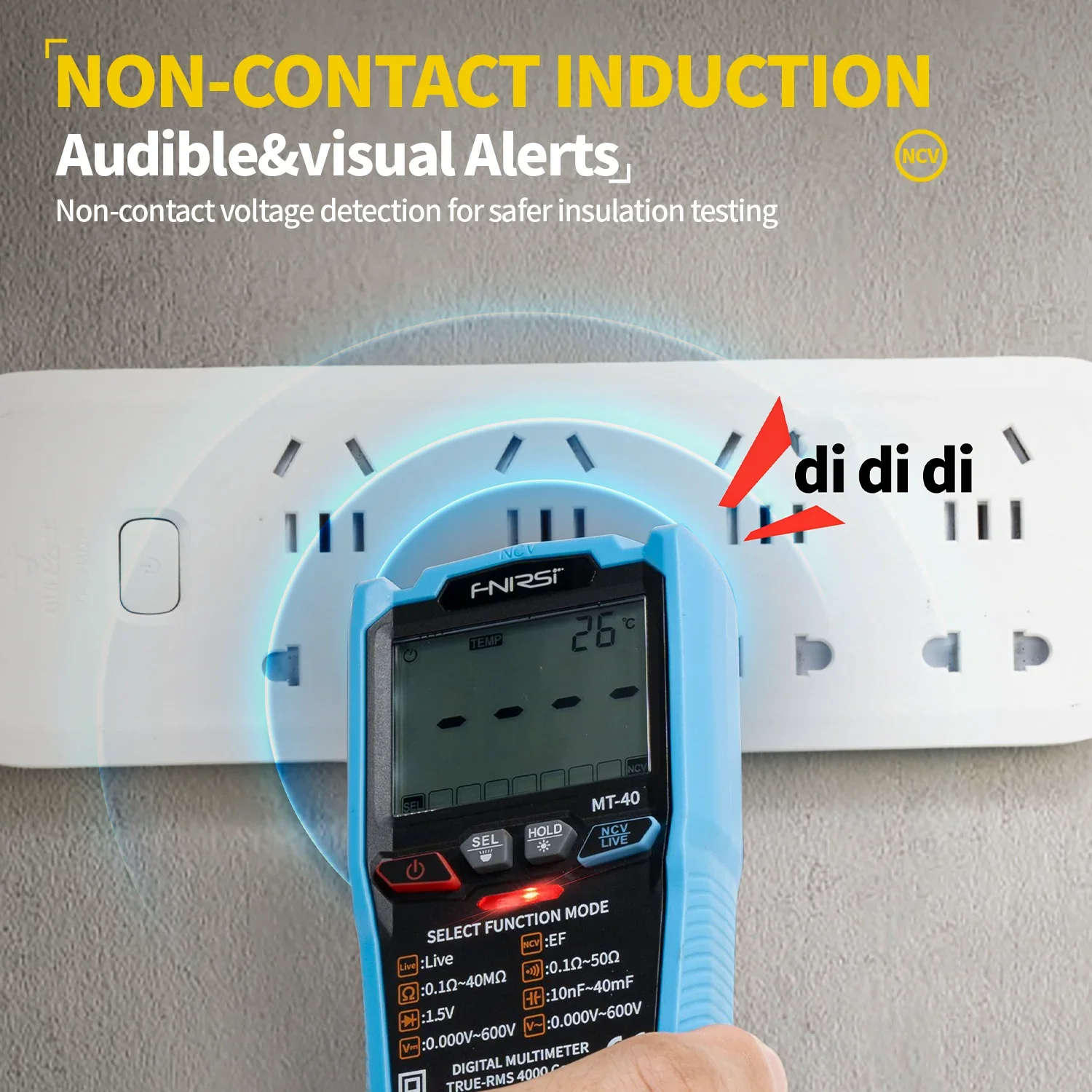 FNIRSI MT-40 Smart Digital Voltage and Current Meter 4000 Counts True RMS AC DC 600V Capacitance NCV Live Wire Test Auto Range - Image 5