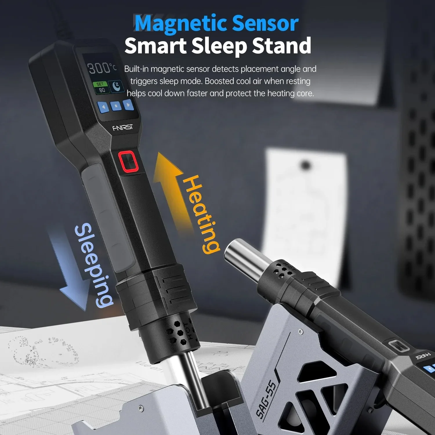 FNIRSI SAG-55 Micro Hot Air Gun 550W with Stand BGA Welding Repair Tools - Image 6