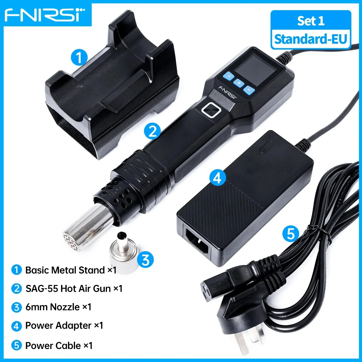FNIRSI SAG-55 Micro Hot Air Gun 550W with Stand BGA Welding Repair Tools - Image 7