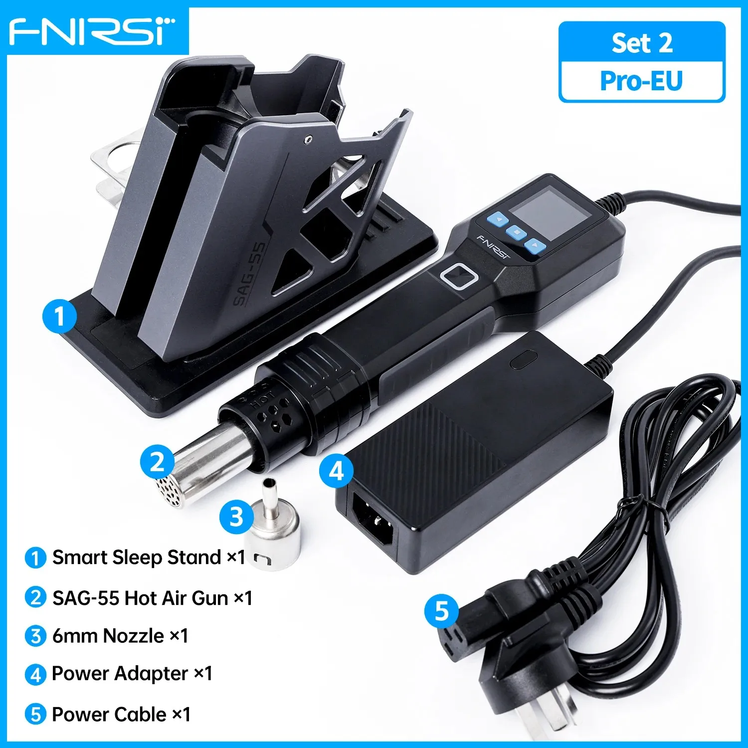 FNIRSI SAG-55 Micro Hot Air Gun 550W with Stand BGA Welding Repair Tools - Image 9