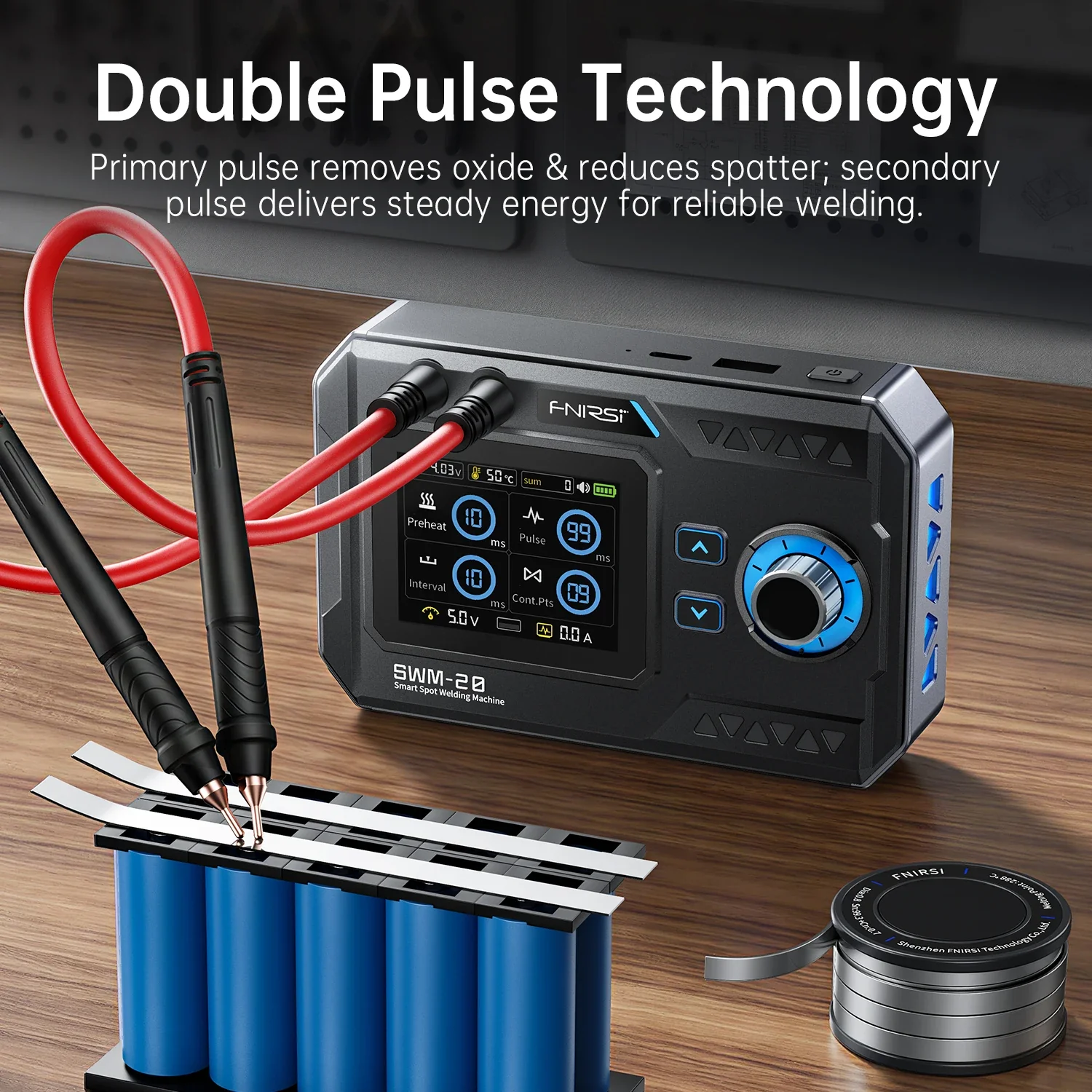 FNIRSI SWM-20 Portable Spot Welder Double Pulse Battery Welding Machine 18650 Battery DIY Pack Welding Tool 0.5mm Nickel Chip - Image 3