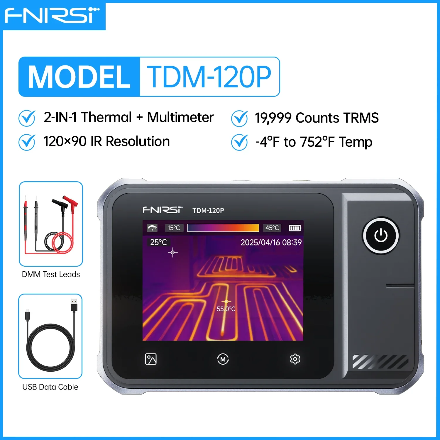 FNIRSI TDM-120/TDM-120P Thermal Imaging Multimeter 2 in 1 IR Camera Tester 120x90 Resolution -20°C~400°C Touchscreen Temperature Alarm - Image 10
