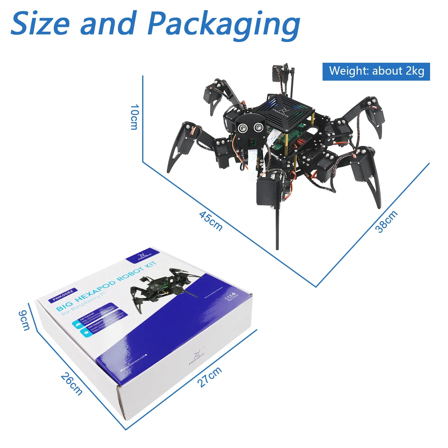 Freenove Big Hexapod Robot Kit for Raspberry Pi 5 4 B 3 B+ Zero 2 W, Face Recognition, Ultrasonic Ranging, App, Camera, Servo - Image 6