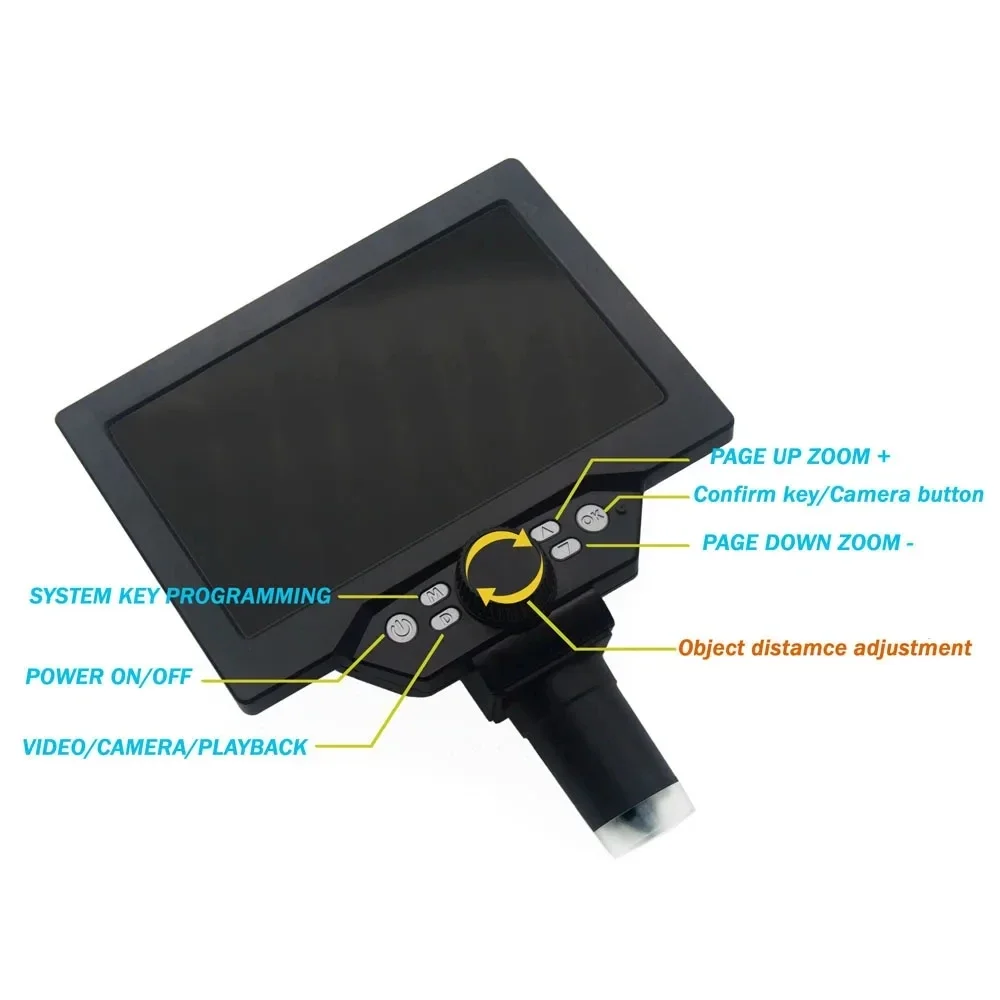 G1200 7-Inch Digital Microscope 1200x Continuous Zoom HD 12MP Industry Microscope Adjustable Stand Built-in Battery Magnifier - Image 3