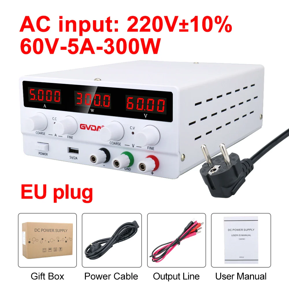 GVDA Adjustable DC Power Supply 30V 10A Lab Power Supply 300W Voltage Regulator Stabilizer 60V 5A Switching Bench Power Source - Image 10