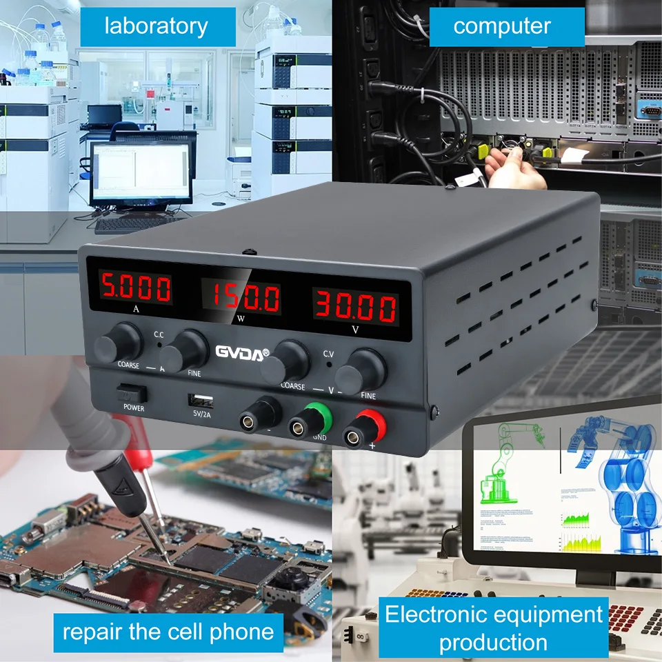 GVDA Adjustable DC Power Supply 30V 10A Lab Power Supply 300W Voltage Regulator Stabilizer 60V 5A Switching Bench Power Source - Image 2