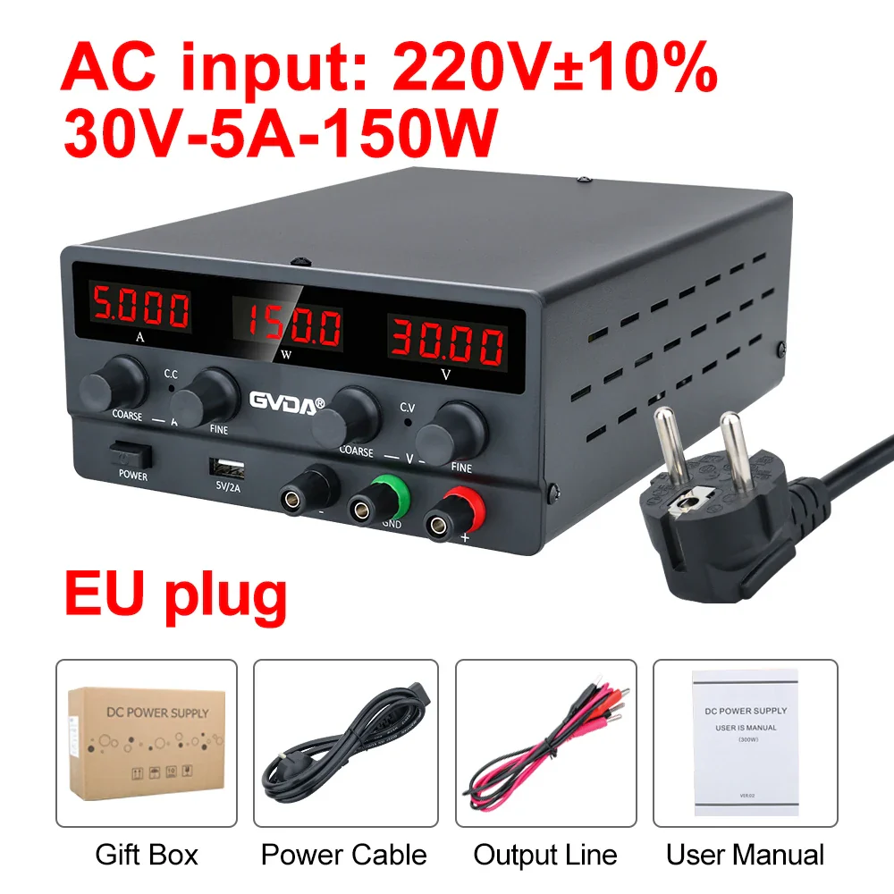 GVDA Adjustable DC Power Supply 30V 10A Lab Power Supply 300W Voltage Regulator Stabilizer 60V 5A Switching Bench Power Source - Image 7