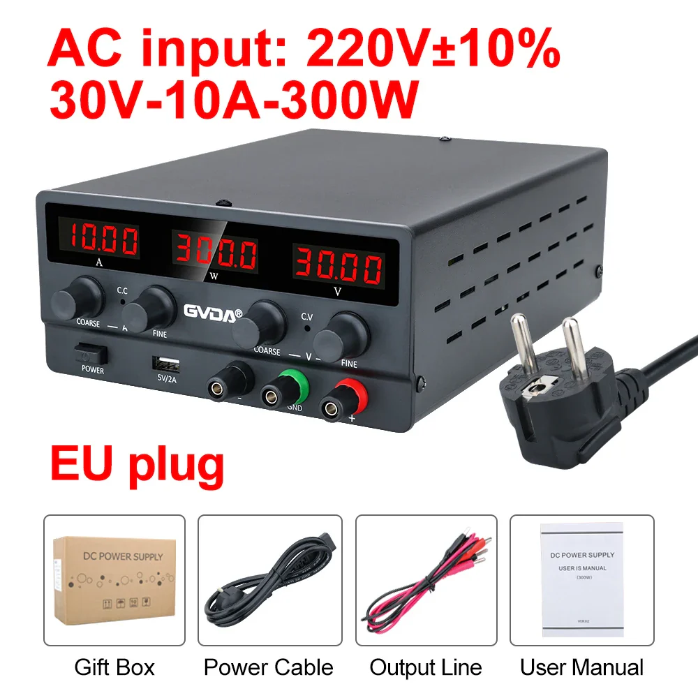 GVDA Adjustable DC Power Supply 30V 10A Lab Power Supply 300W Voltage Regulator Stabilizer 60V 5A Switching Bench Power Source - Image 8