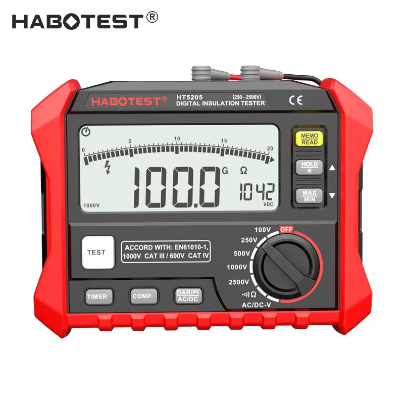 HABOTEST HT5203/HT5205 1000V 0-100GΩ Insulation Resistance Tester Earth Ground Resistance Tester Digital Megohmmeter Meter - Image 6